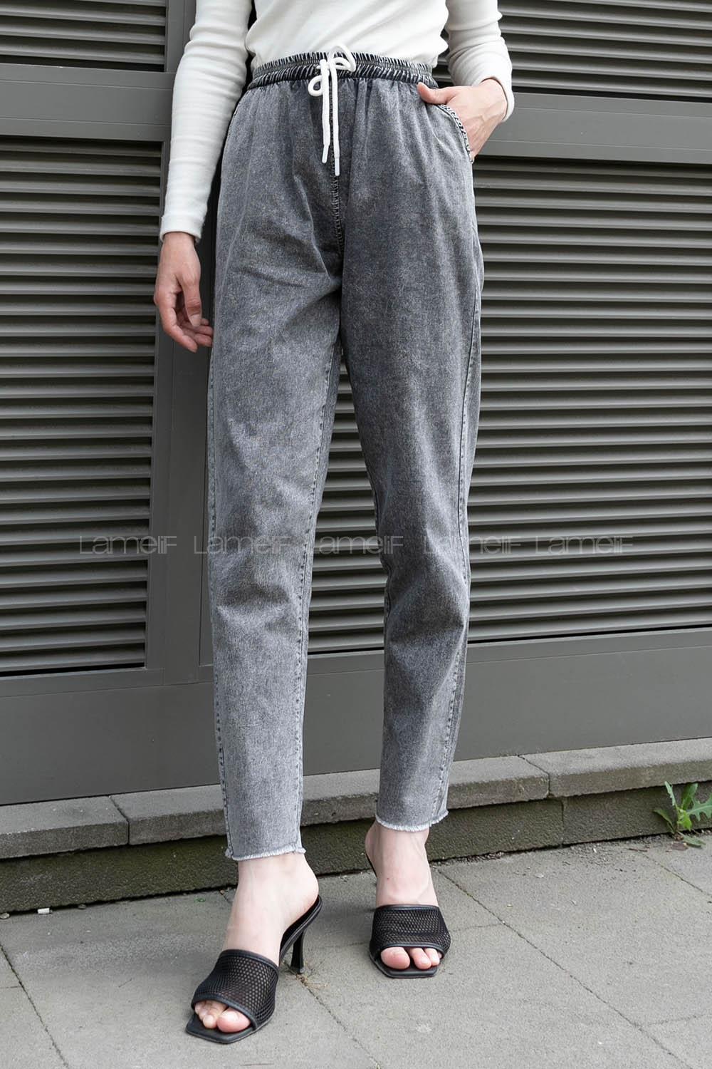Anthracite Cotton High Waist Comfortable Pants