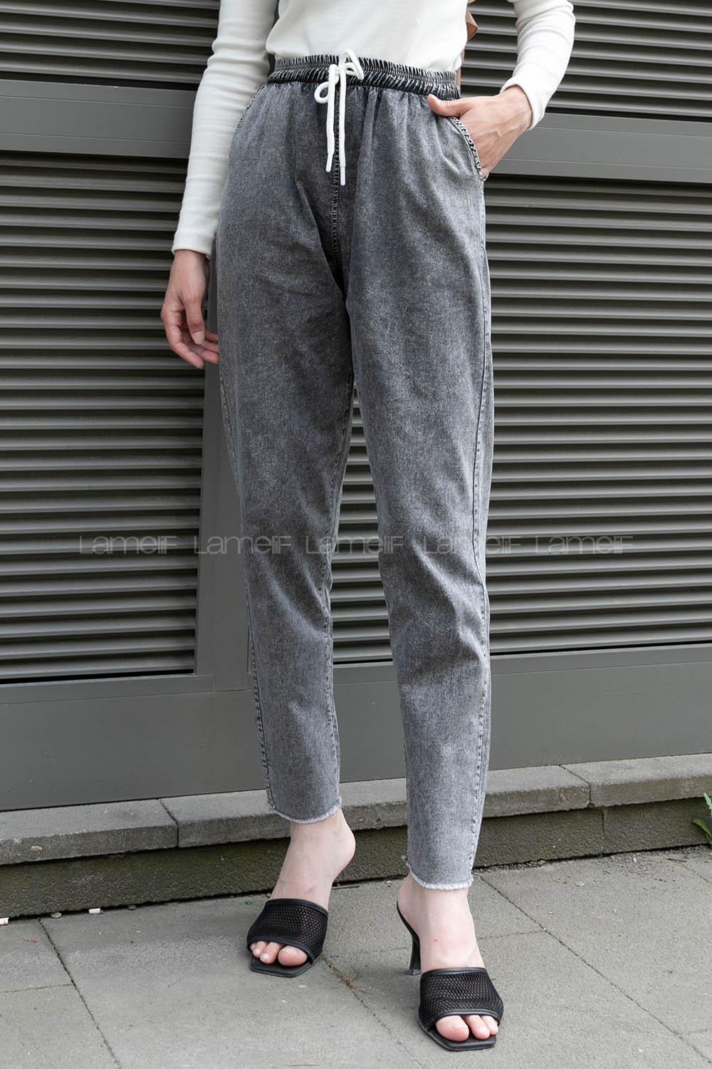 Anthracite Cotton High Waist Comfortable Pants