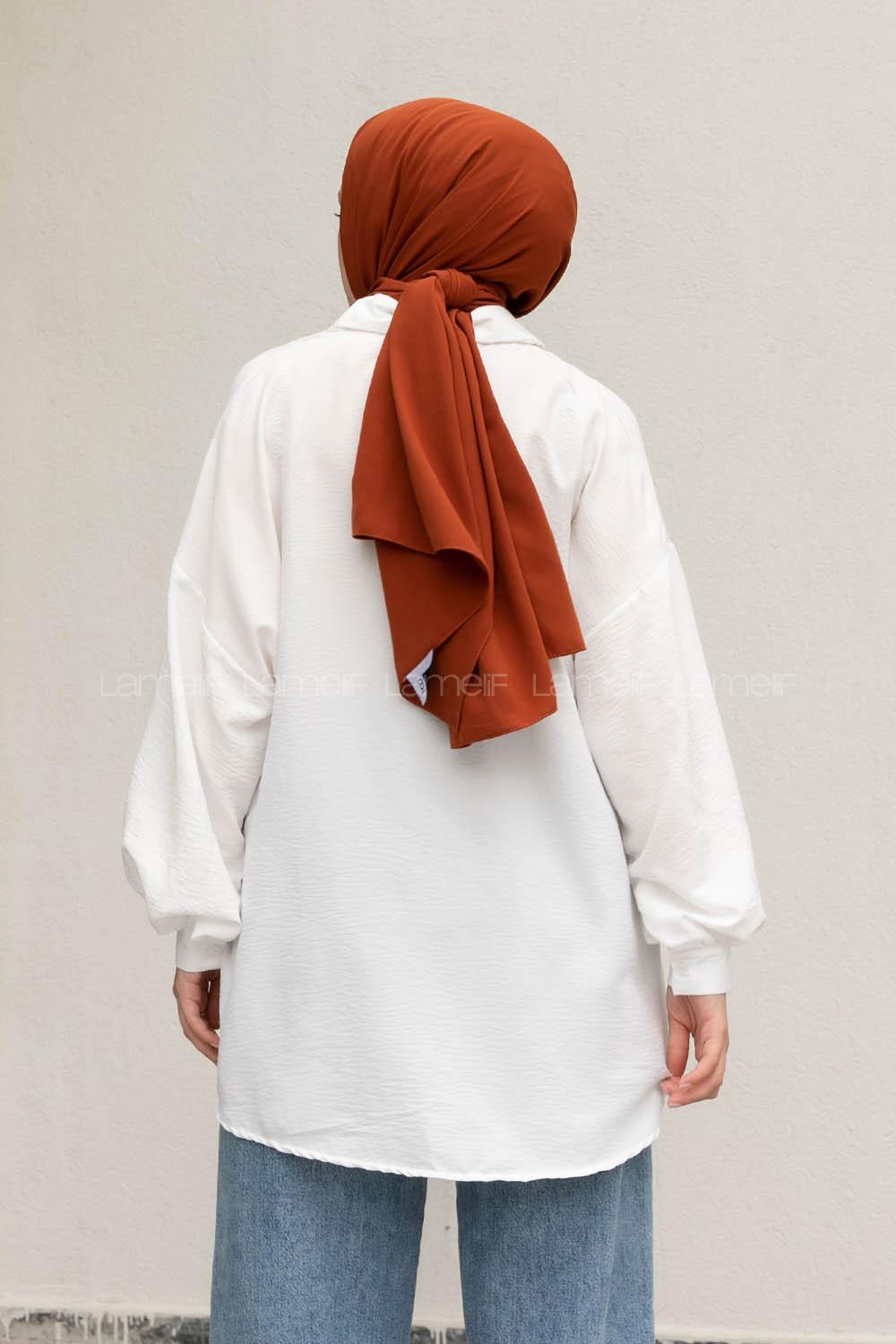 White Shirt Collar Long Arm Cotton Unprinted Shirt