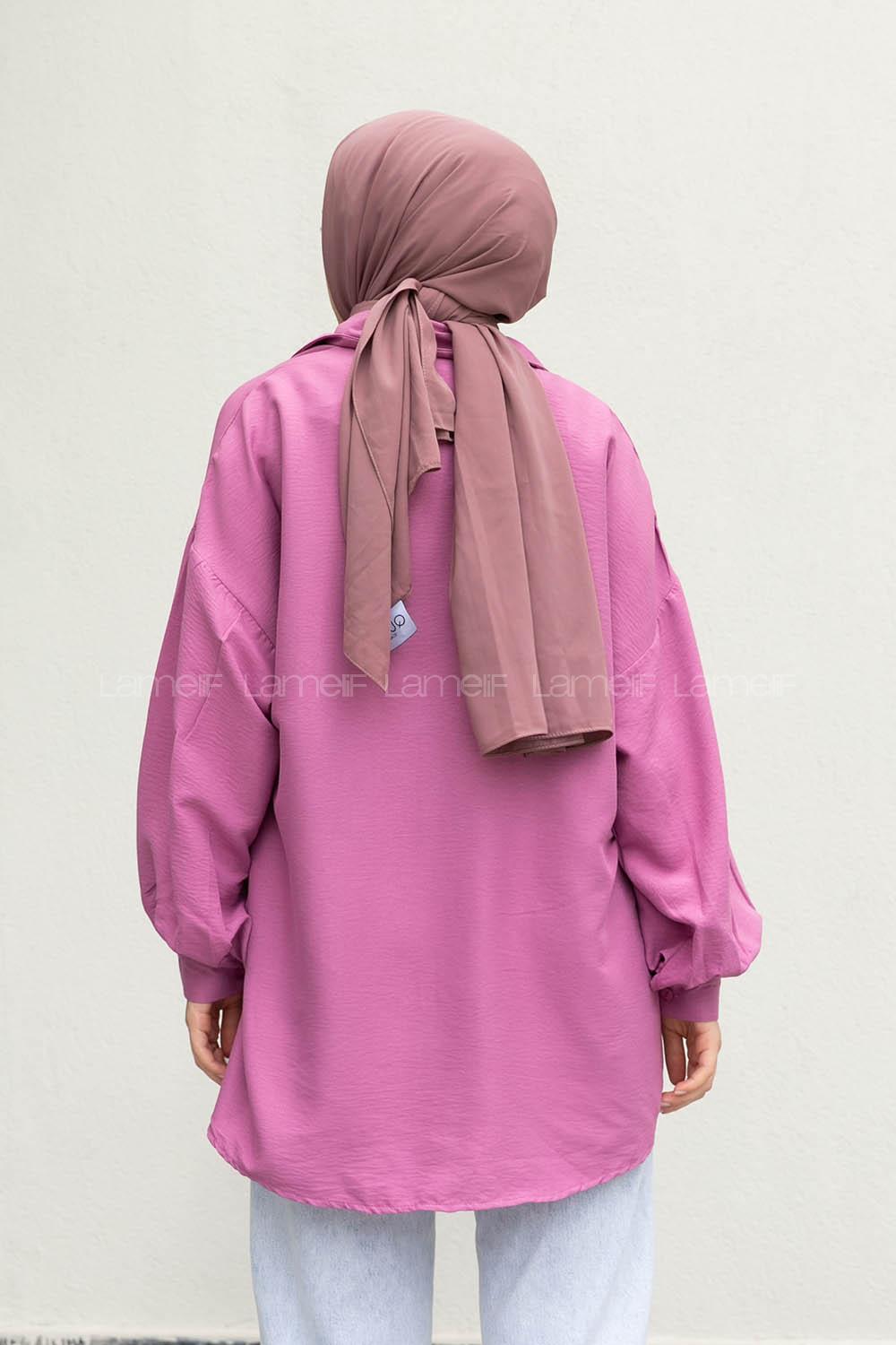 Lilac Shirt Collar Long Arm Cotton Unprinted Shirt