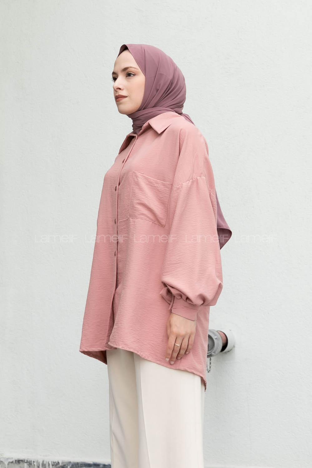 Powder Shirt Collar Long Arm Cotton Unprinted Shirt