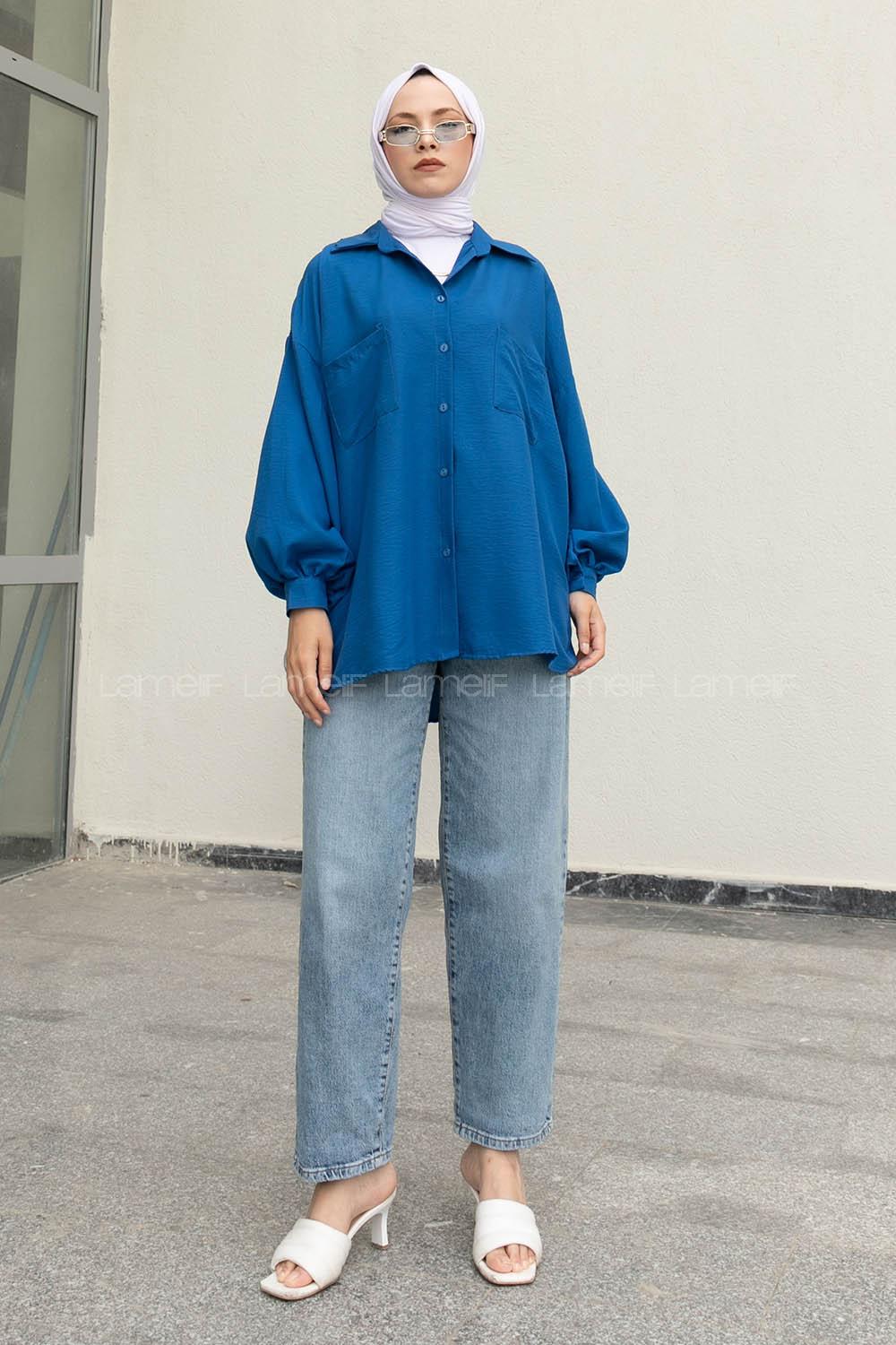 Saxe Shirt Collar Long Arm Cotton Unprinted Shirt