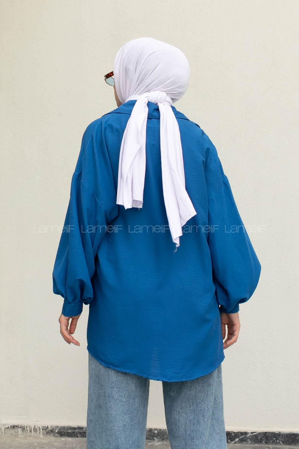 Saxe Shirt Collar Long Arm Cotton Unprinted Shirt