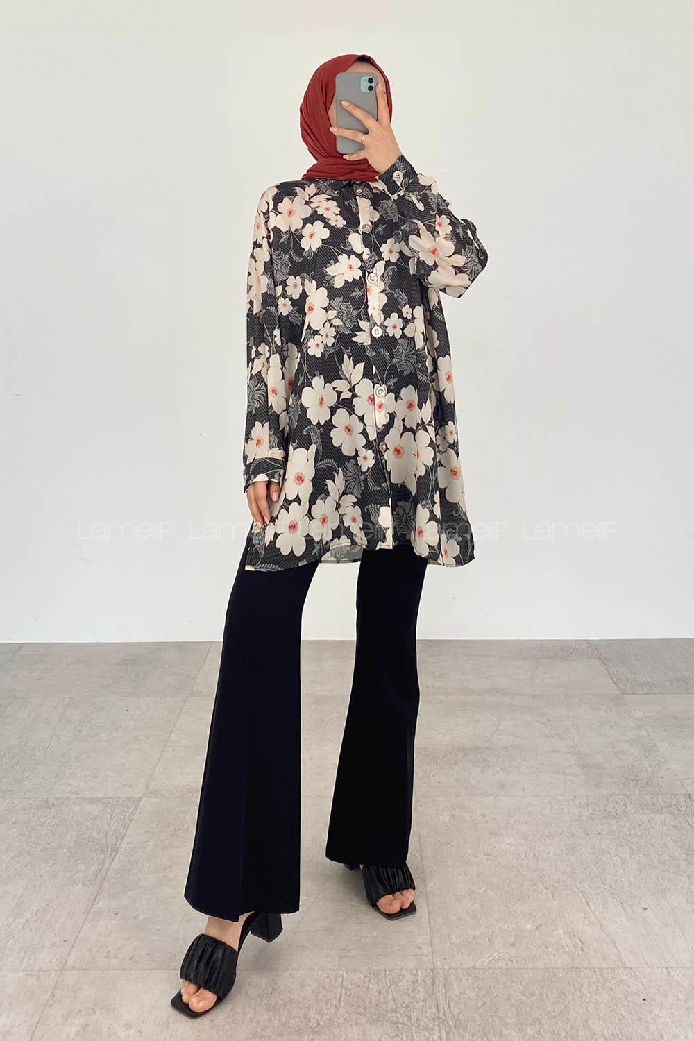 Ecru Khaki Shirt Collar Long Arm Cotton Printed Shirt