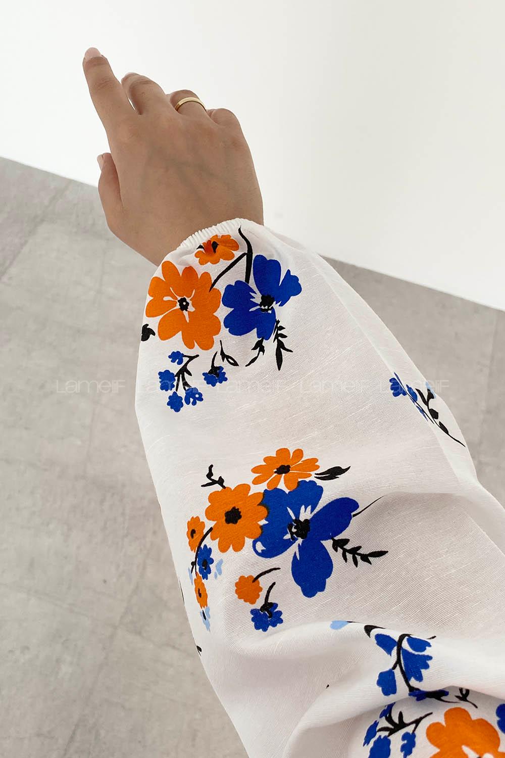 Sax Mandarin Collar Cotton Printed Tunic