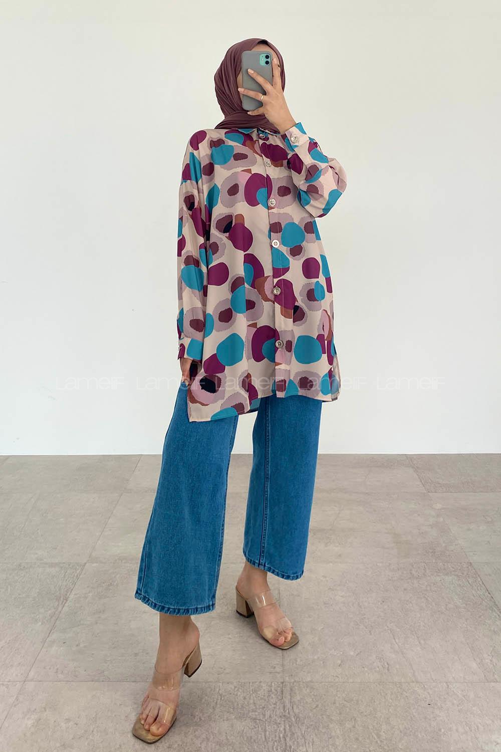 Stone Shirt Collar Long Arm Cotton Printed Shirt