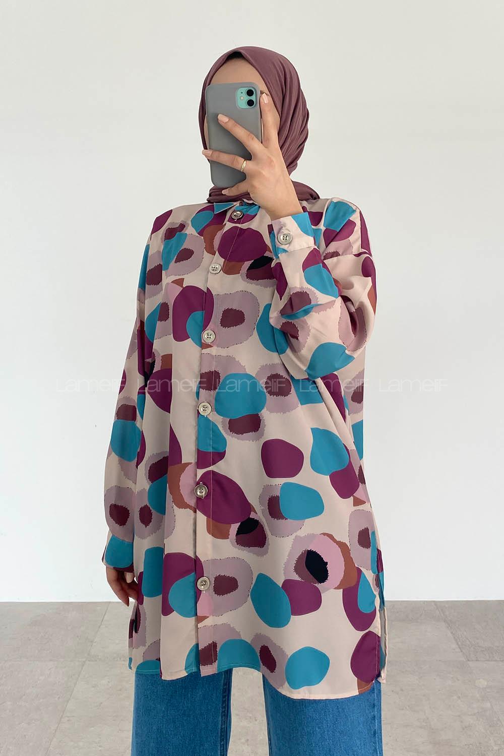 Stone Shirt Collar Long Arm Cotton Printed Shirt