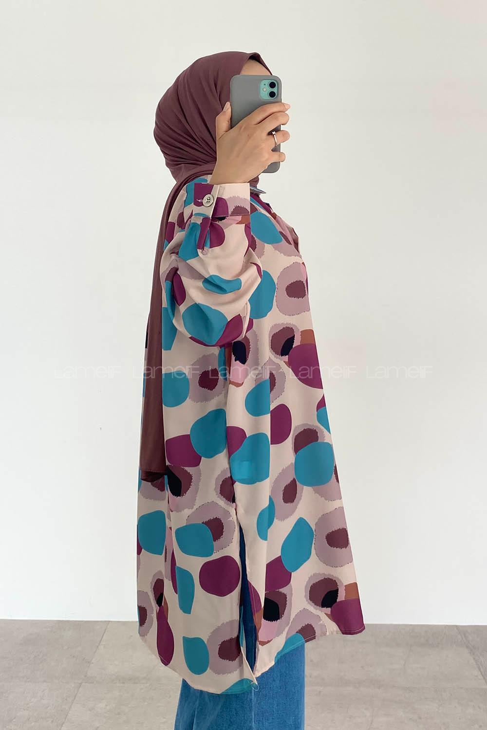 Stone Shirt Collar Long Arm Cotton Printed Shirt