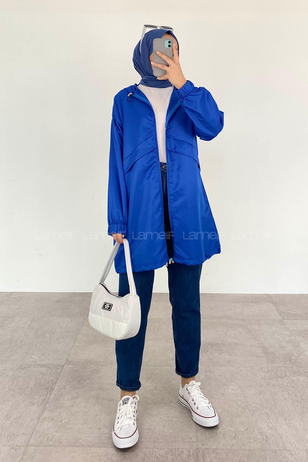 Saxe Hood Neck Long Arm Raincoat