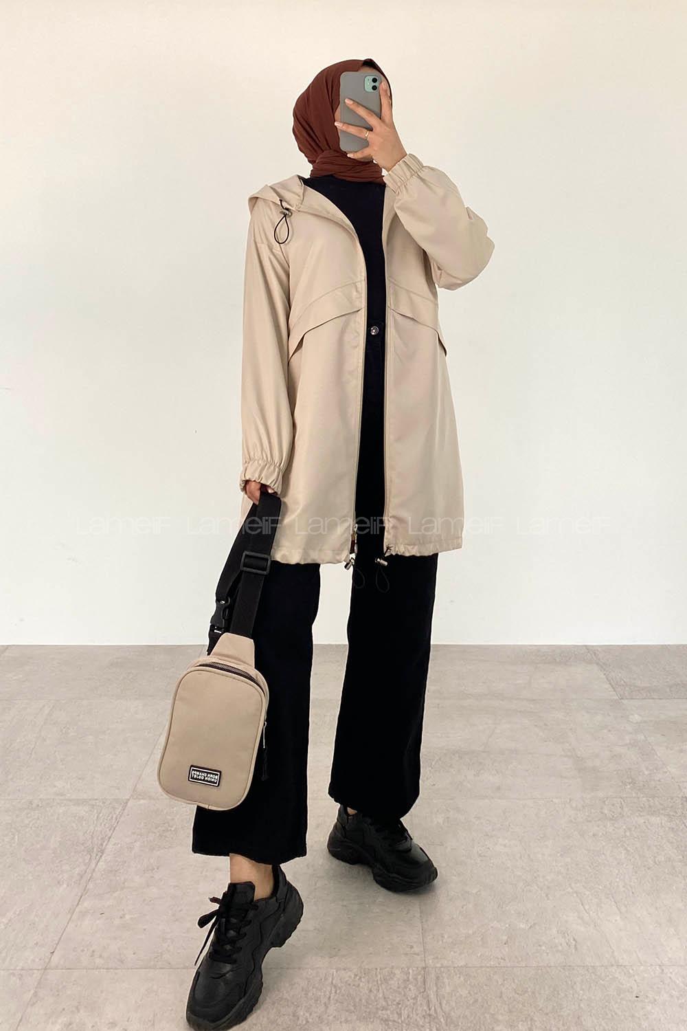 Stone Hood Neck Long Arm Raincoat