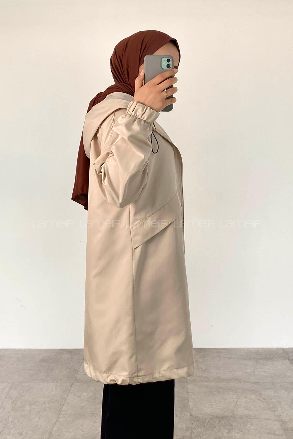 Stone Hood Neck Long Arm Raincoat