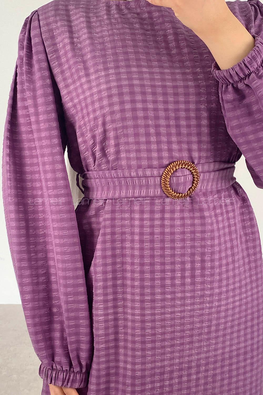 Purble Crew Neck Viscose Fabric Unprinted Tunic