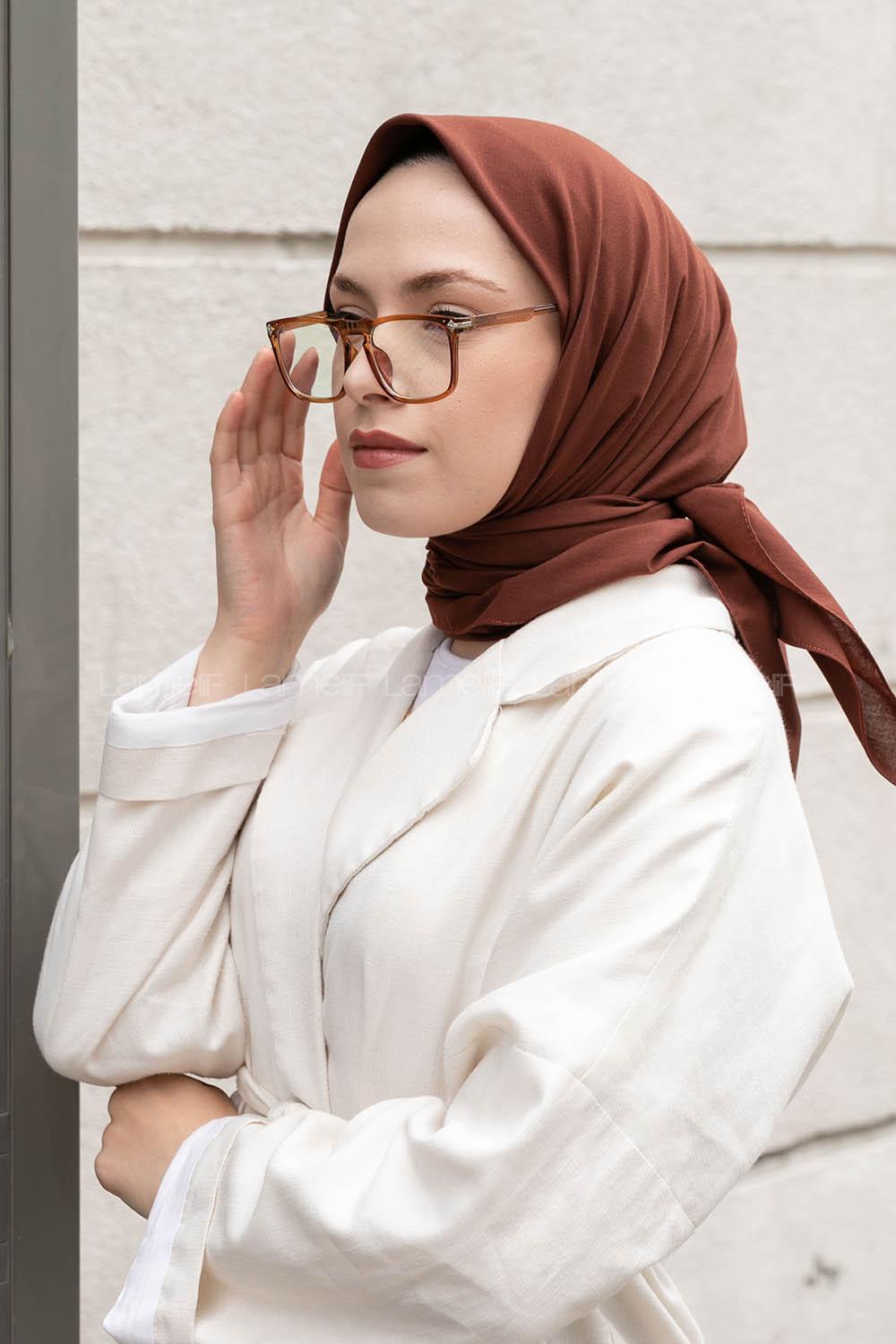 Lamelif Keten Eşarp Çikolata Kahve