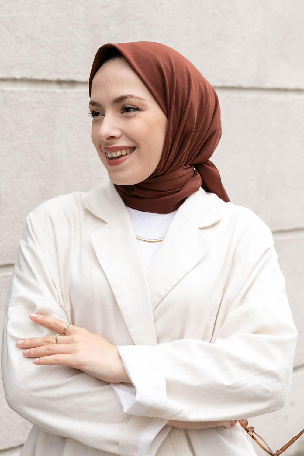 Lamelif Keten Eşarp Çikolata Kahve