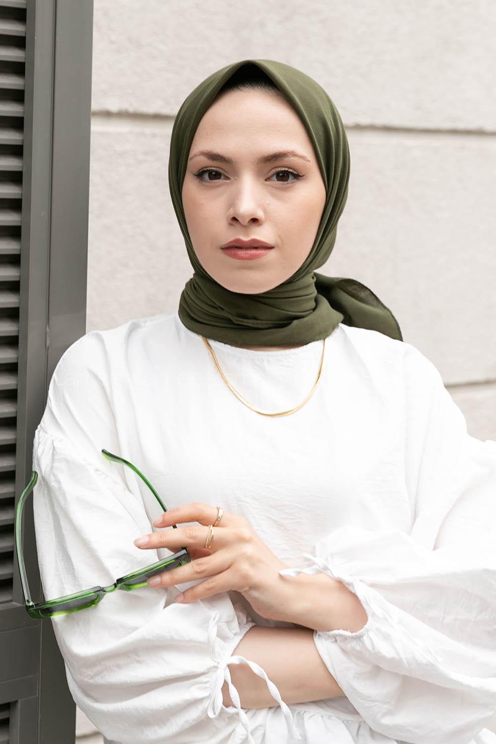 Lamelif Keten Eşarp Haki