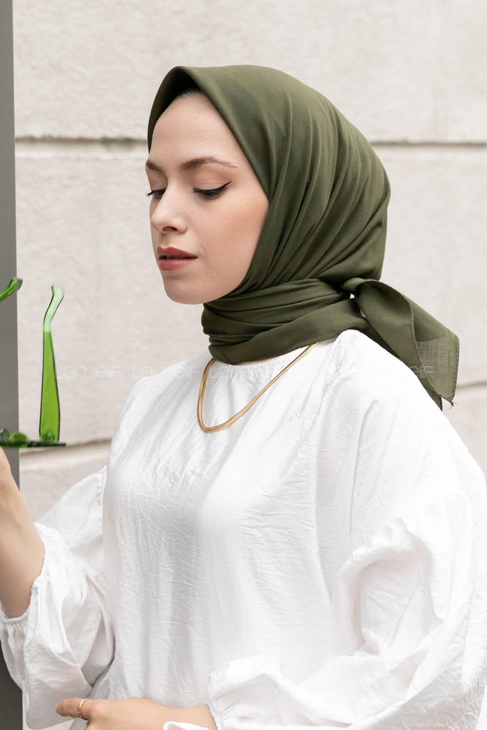 Lamelif Keten Eşarp Haki