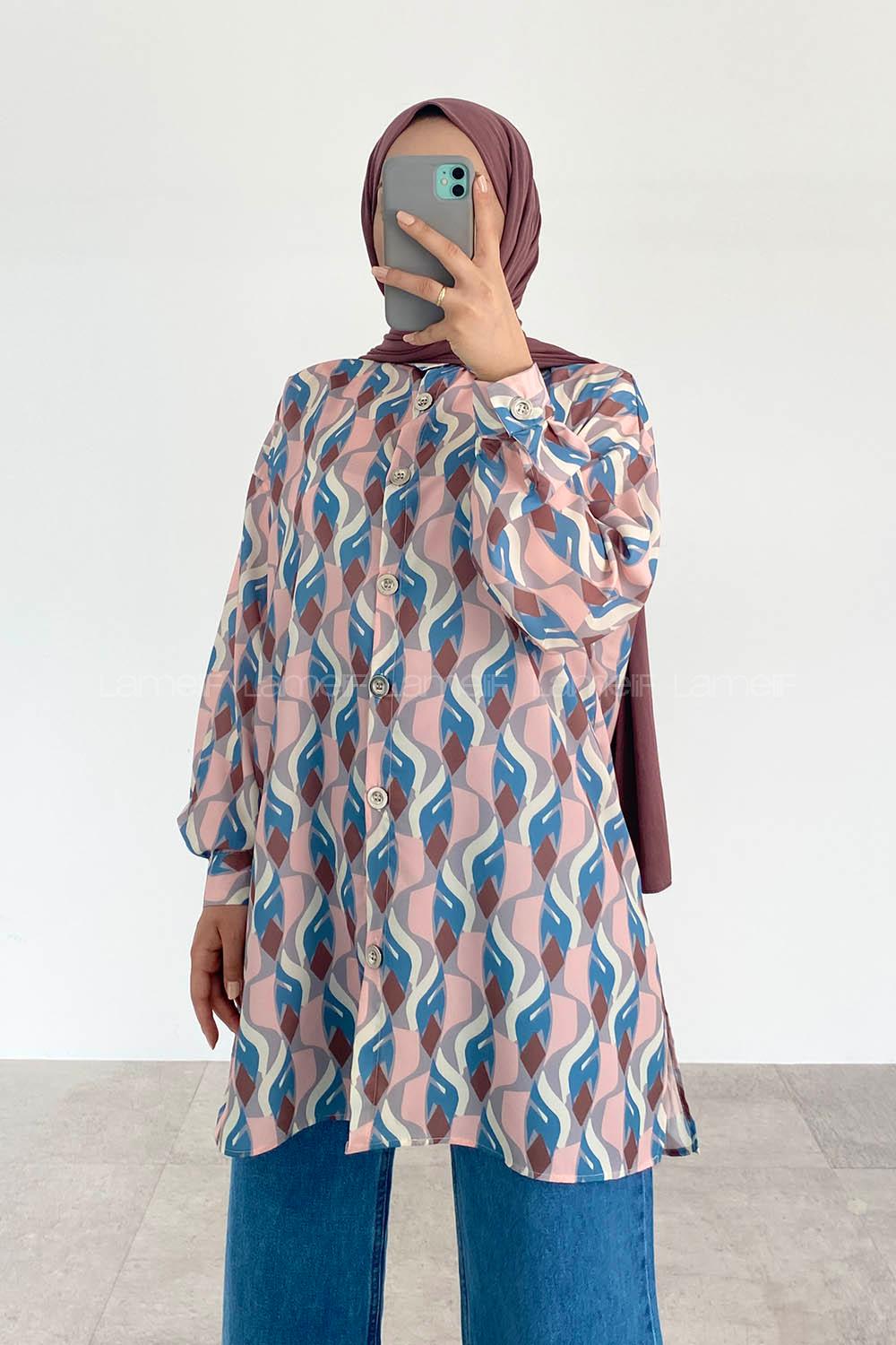 Gray Shirt Collar Long Arm Cotton Printed Shirt