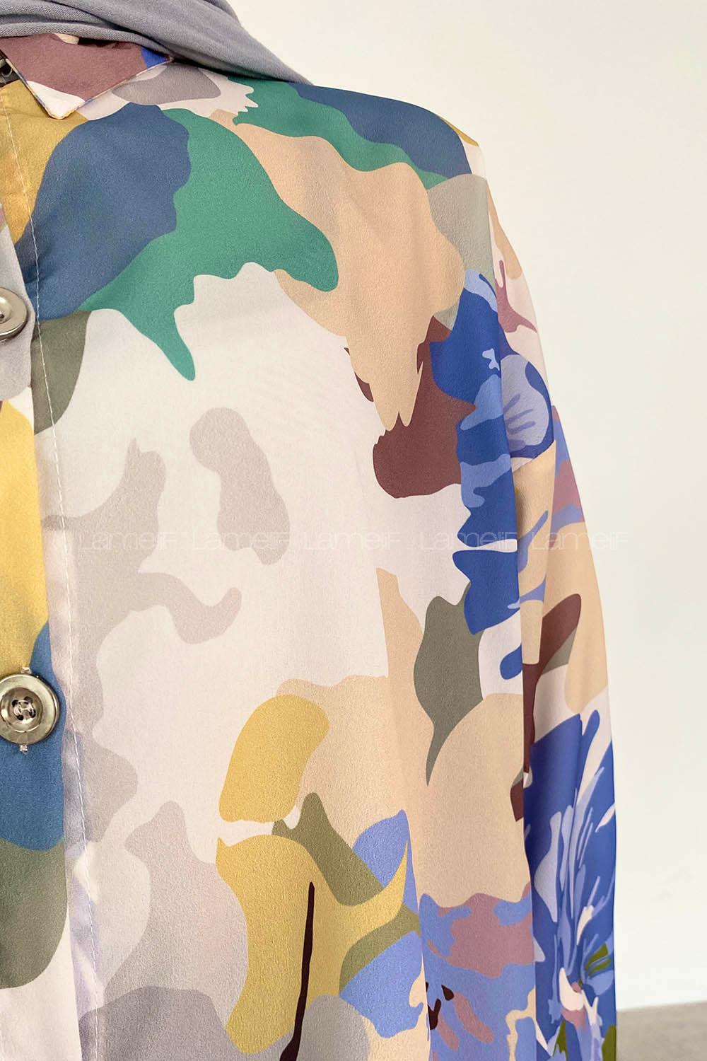 Indigo Shirt Collar Long Arm Cotton Printed Shirt