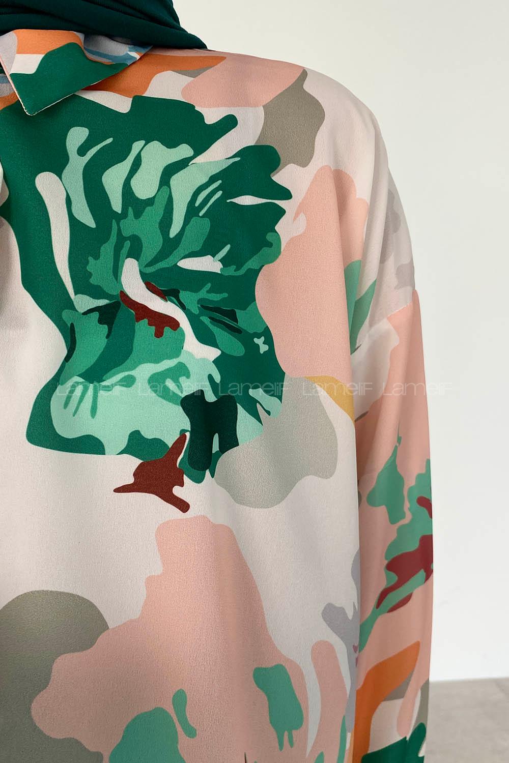 Emerald Green Shirt Collar Long Arm Cotton Printed Shirt