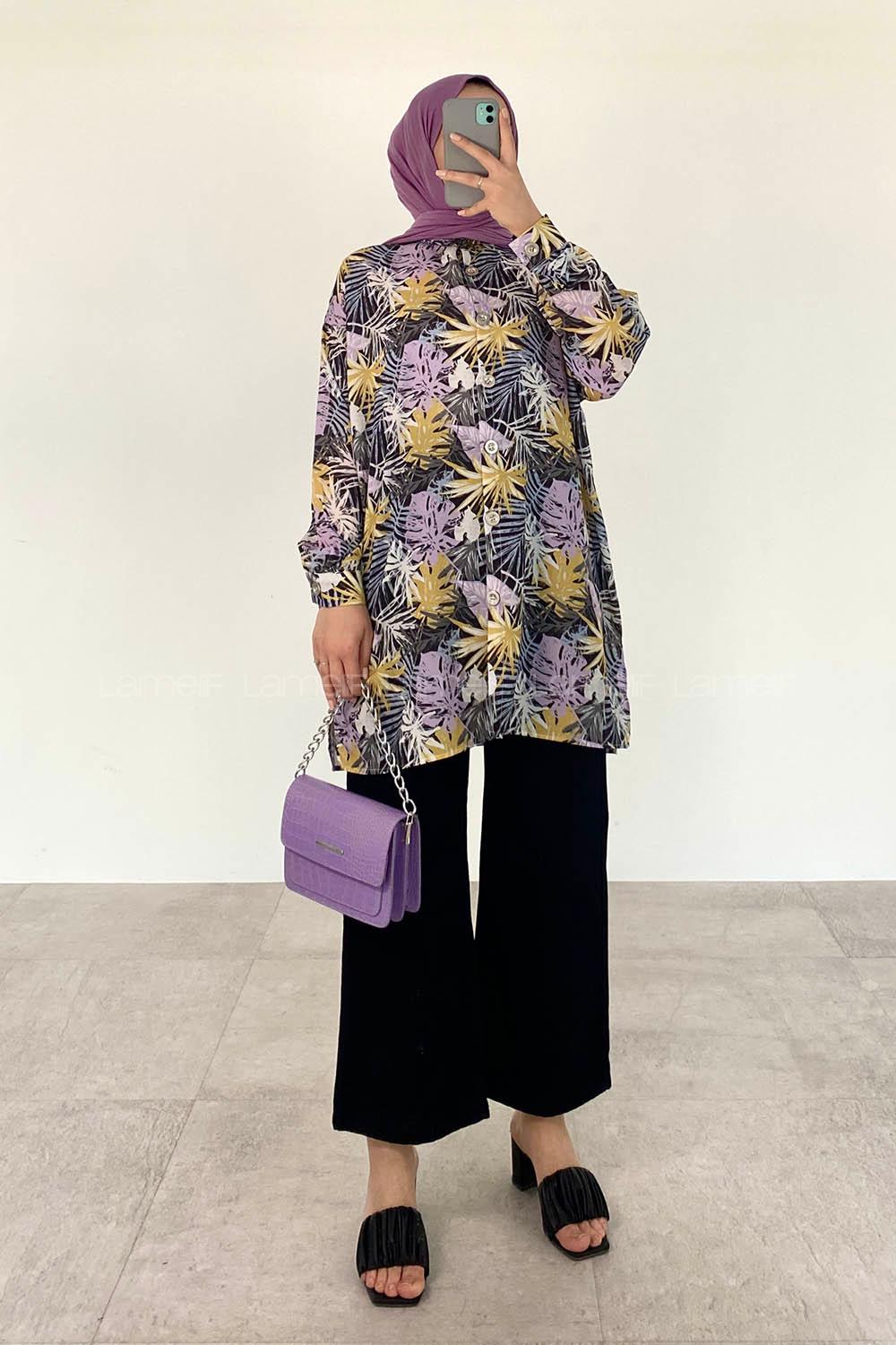 Black Shirt Collar Long Arm Cotton Printed Shirt