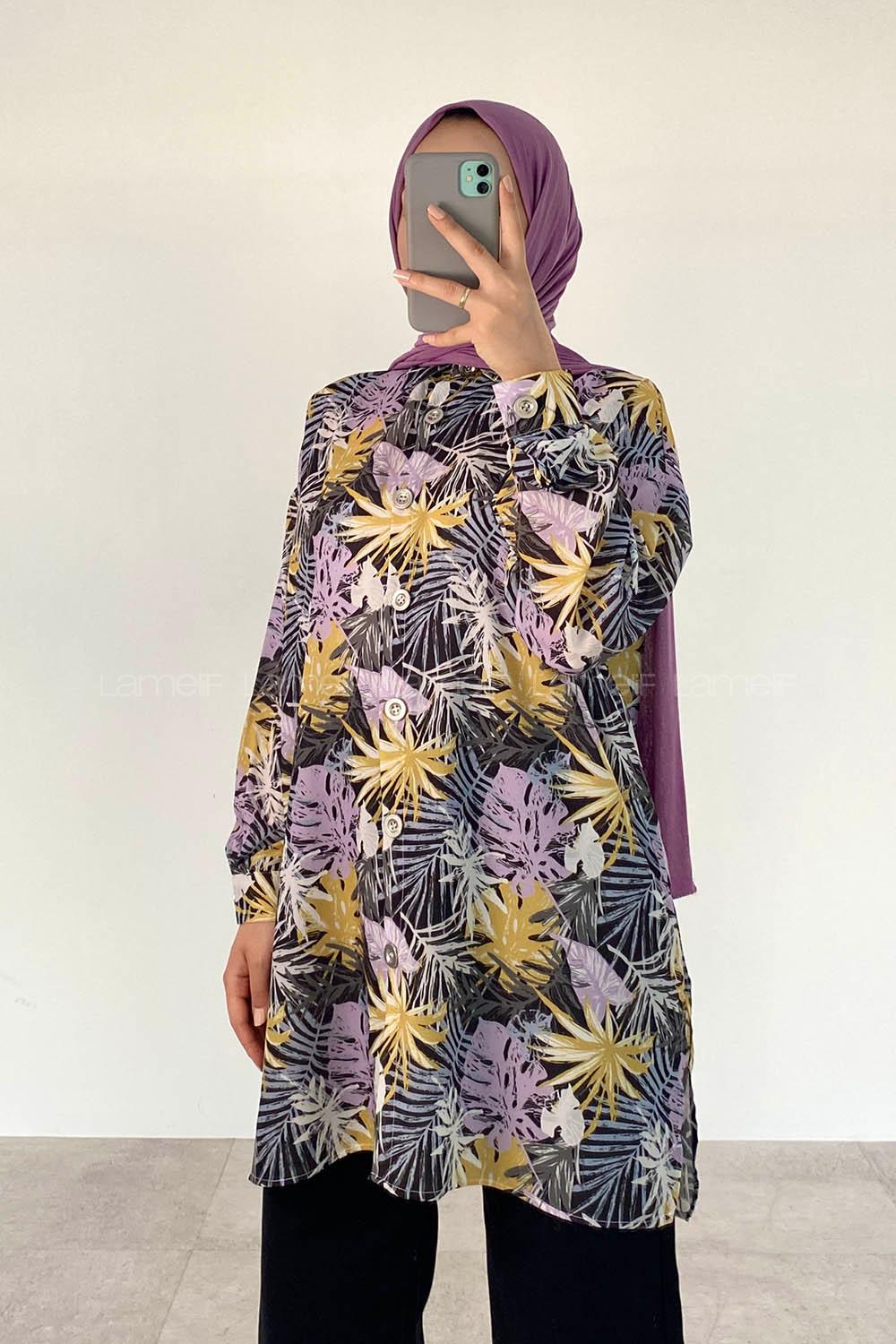 Black Shirt Collar Long Arm Cotton Printed Shirt