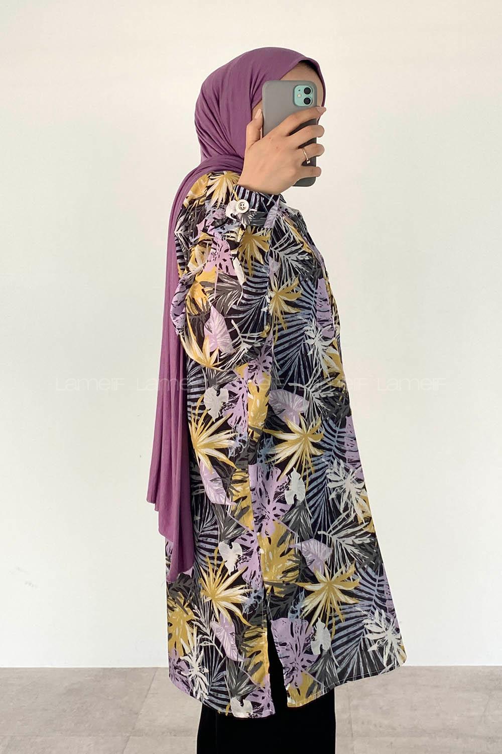 Black Shirt Collar Long Arm Cotton Printed Shirt