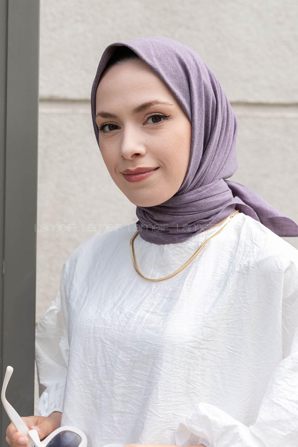 Lamelif Keten Eşarp Leylak