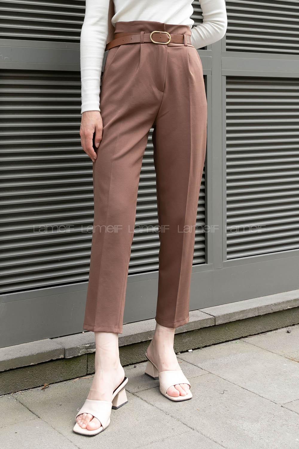 Bitter Brown Cotton Fabric High Waist Comfortable Pants