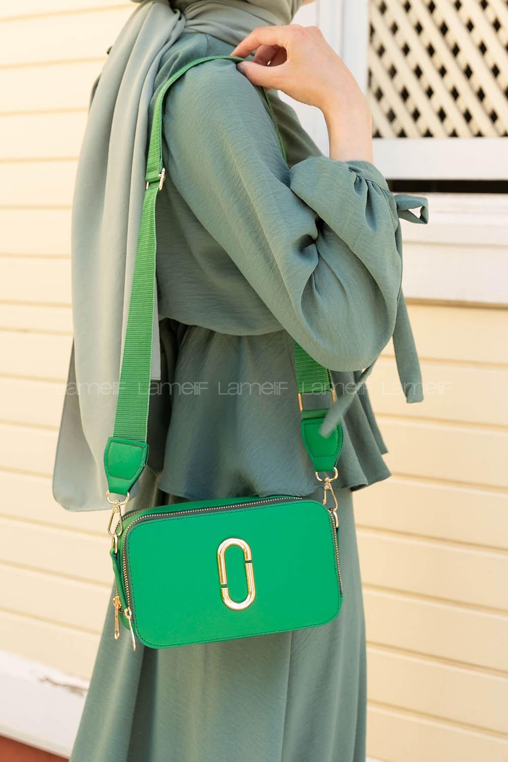 Lamelif  ikiGözlü El Omuz Çapraz Çanta Yeşil