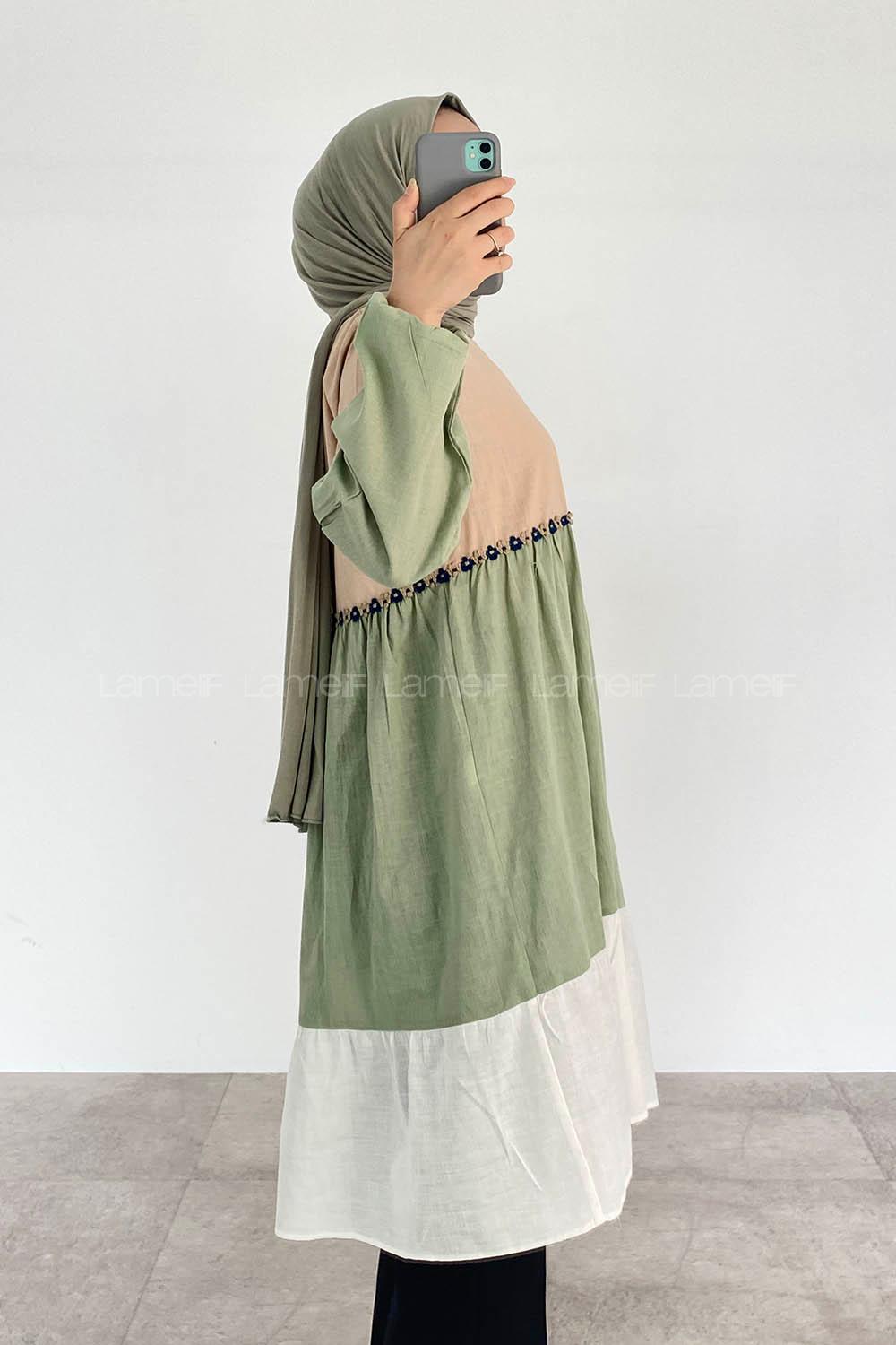 Modalamelif Parça Renklli Tunik Sütlü Kahve