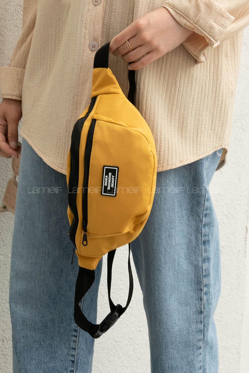 Yellow Buckle Skin Hand Bag Bag