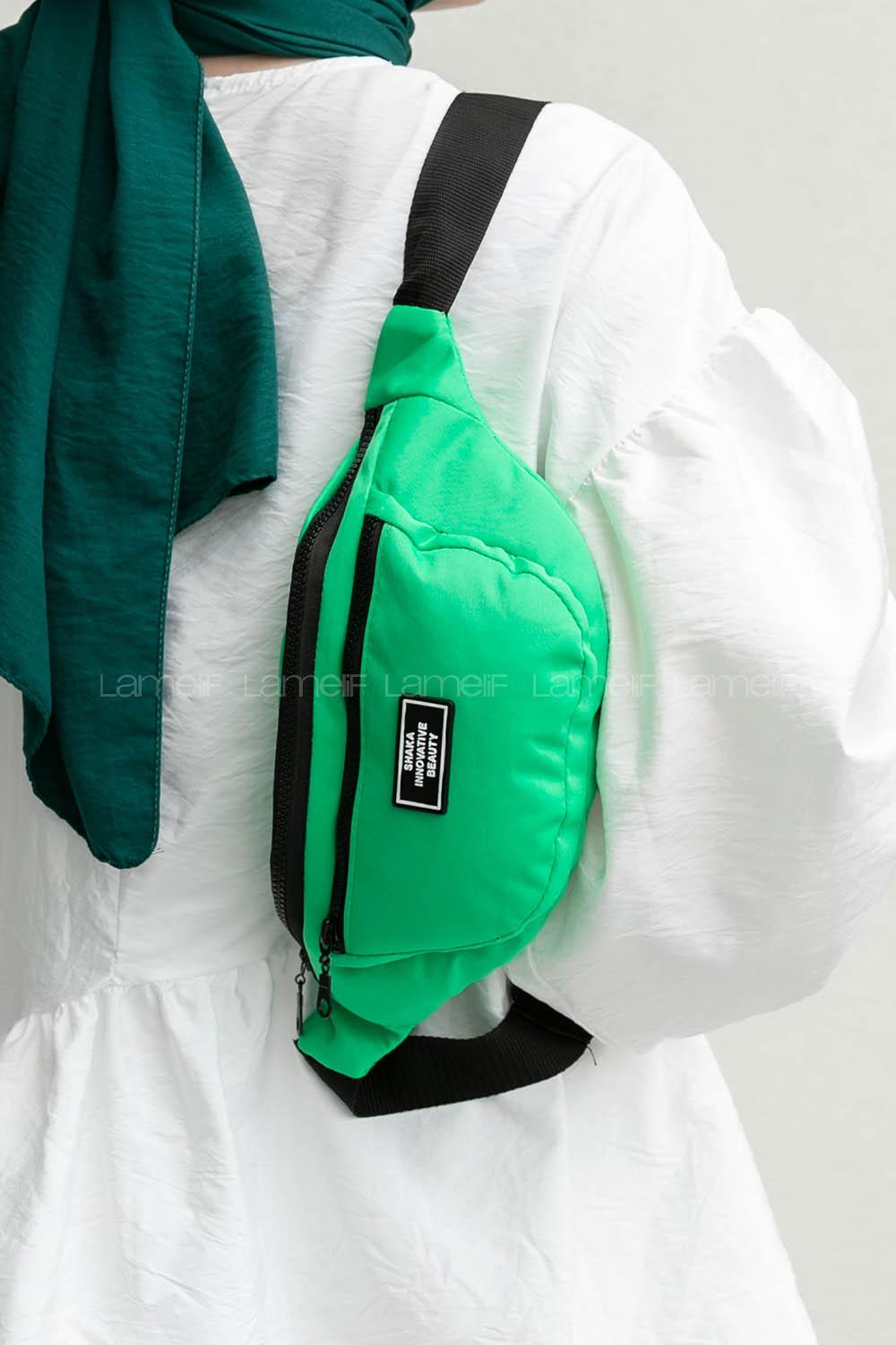 Green Buckle Skin Hand Bag Bag