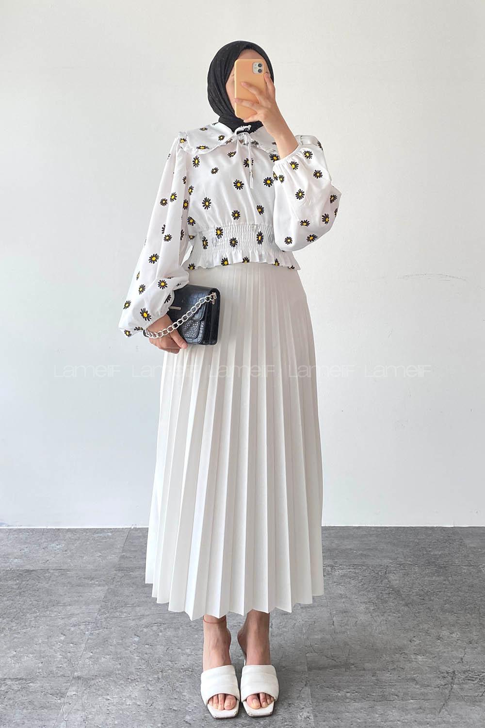 Black Crew Neck Long Arm Without Accessories Cotton Fabric Unprinted Blouse