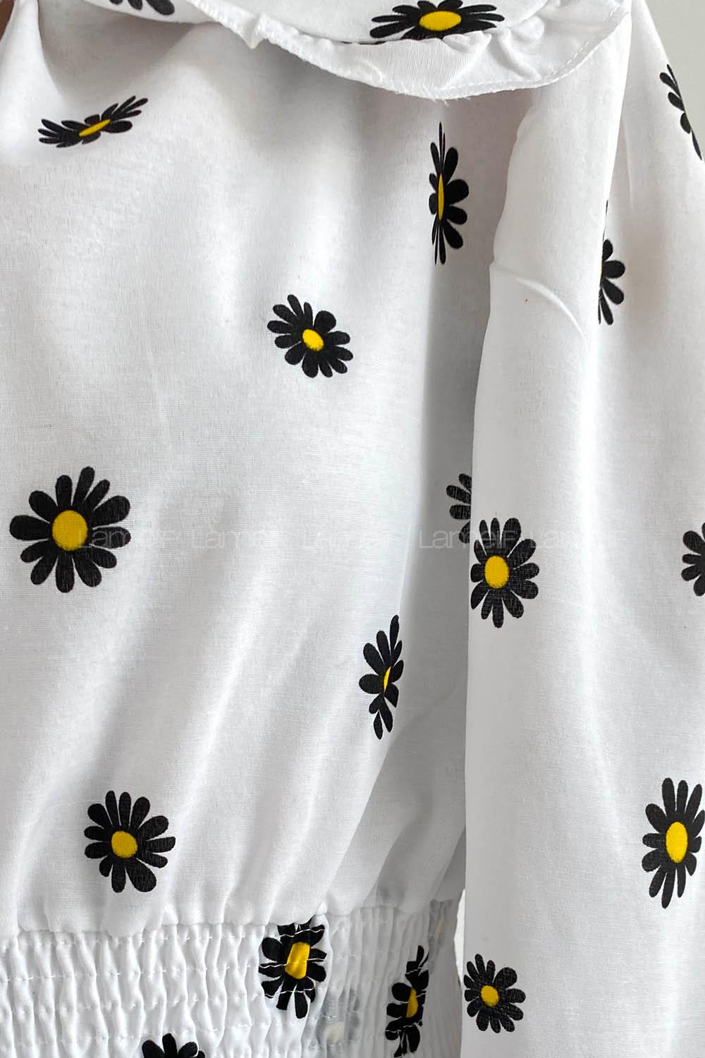 Black Crew Neck Long Arm Without Accessories Cotton Fabric Unprinted Blouse