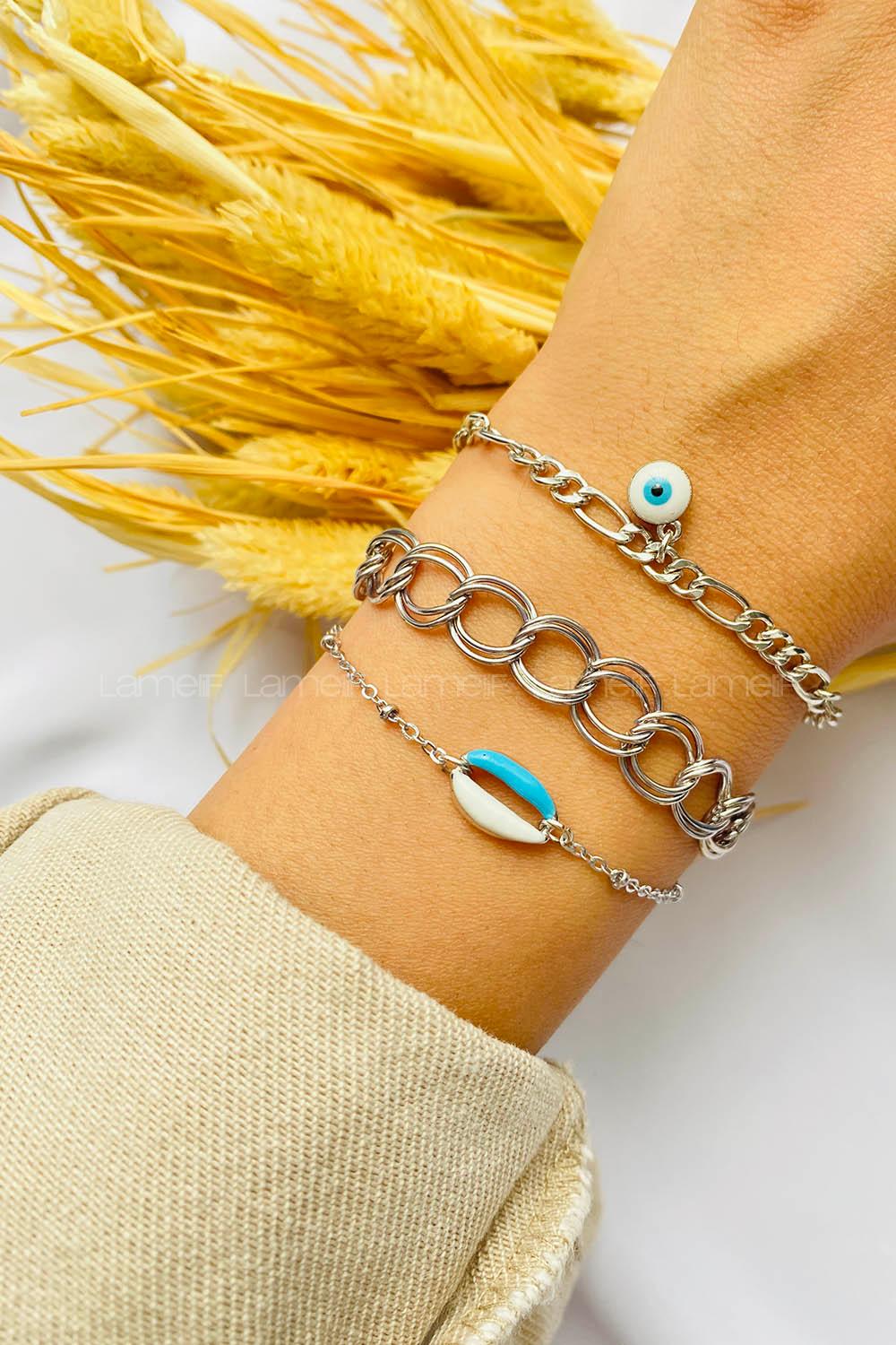 Silver Belted Gold Straight Wristband