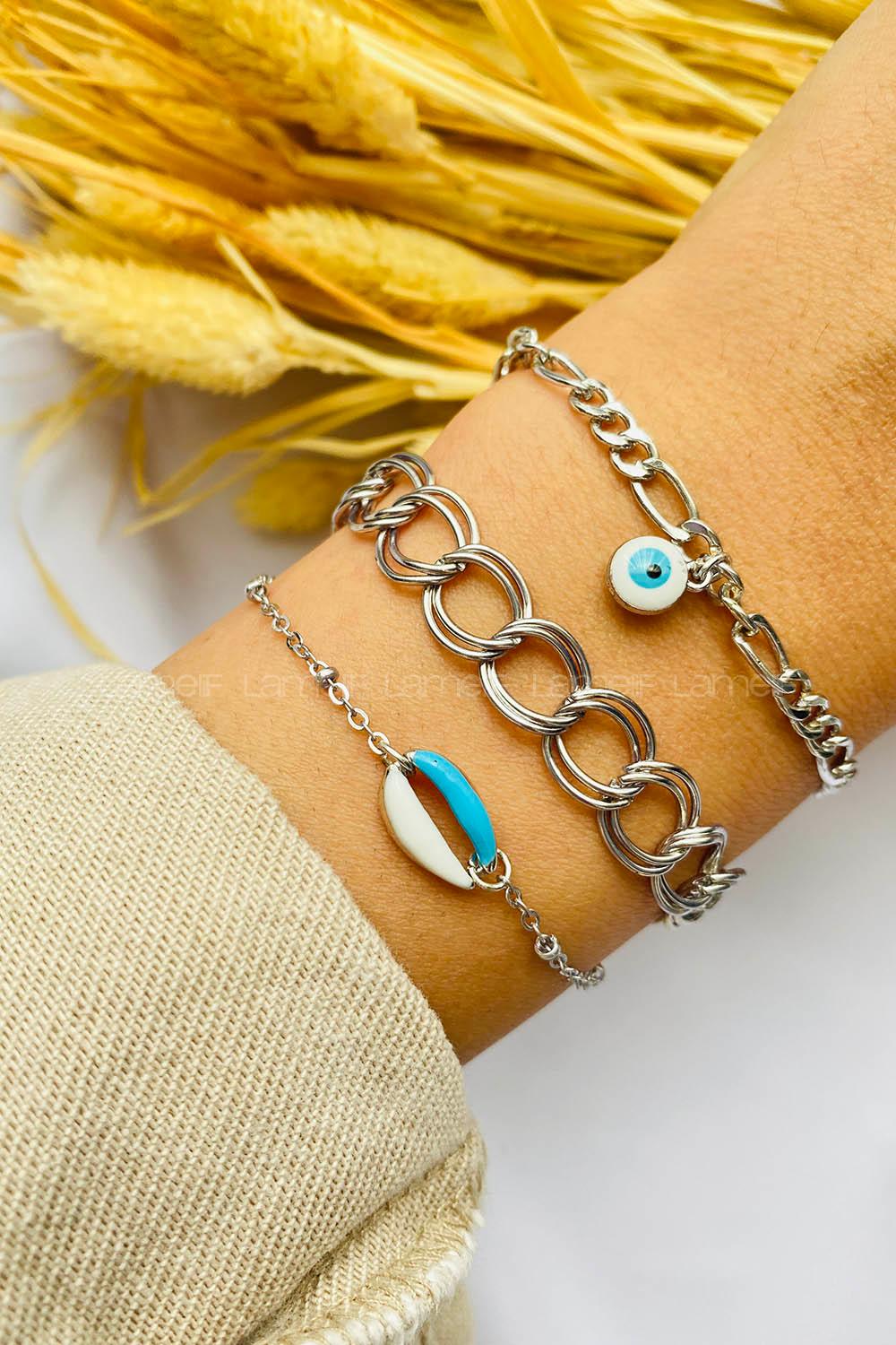 Silver Belted Gold Straight Wristband