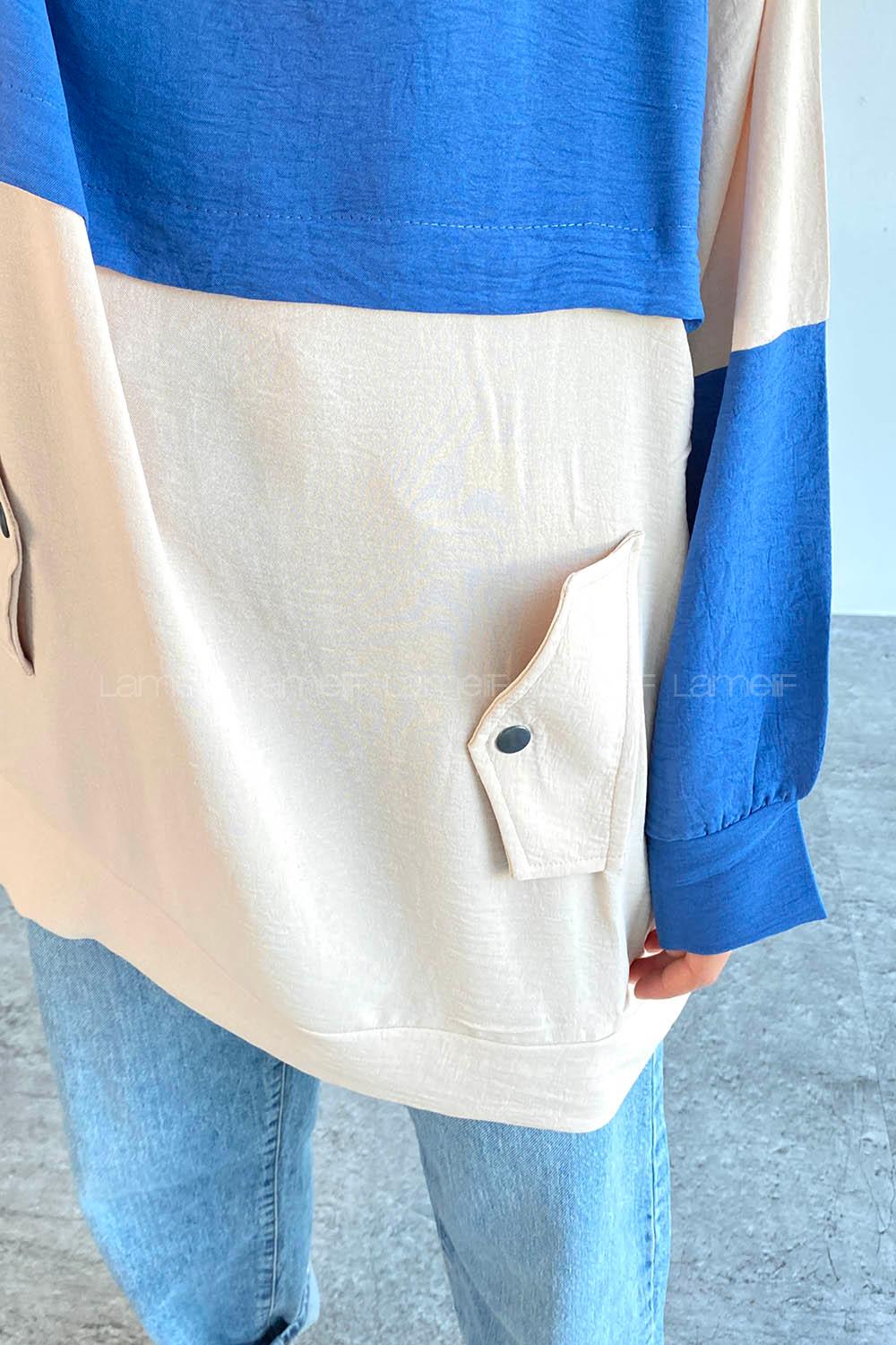 Indigo Hood Neck Ayrobin Unprinted Tunic