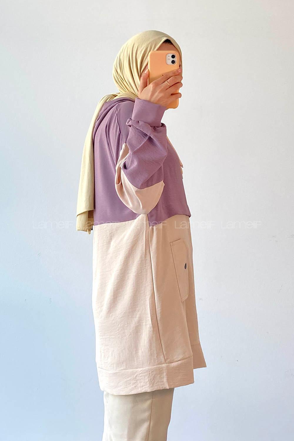 Lilac Hood Neck Ayrobin Unprinted Tunic