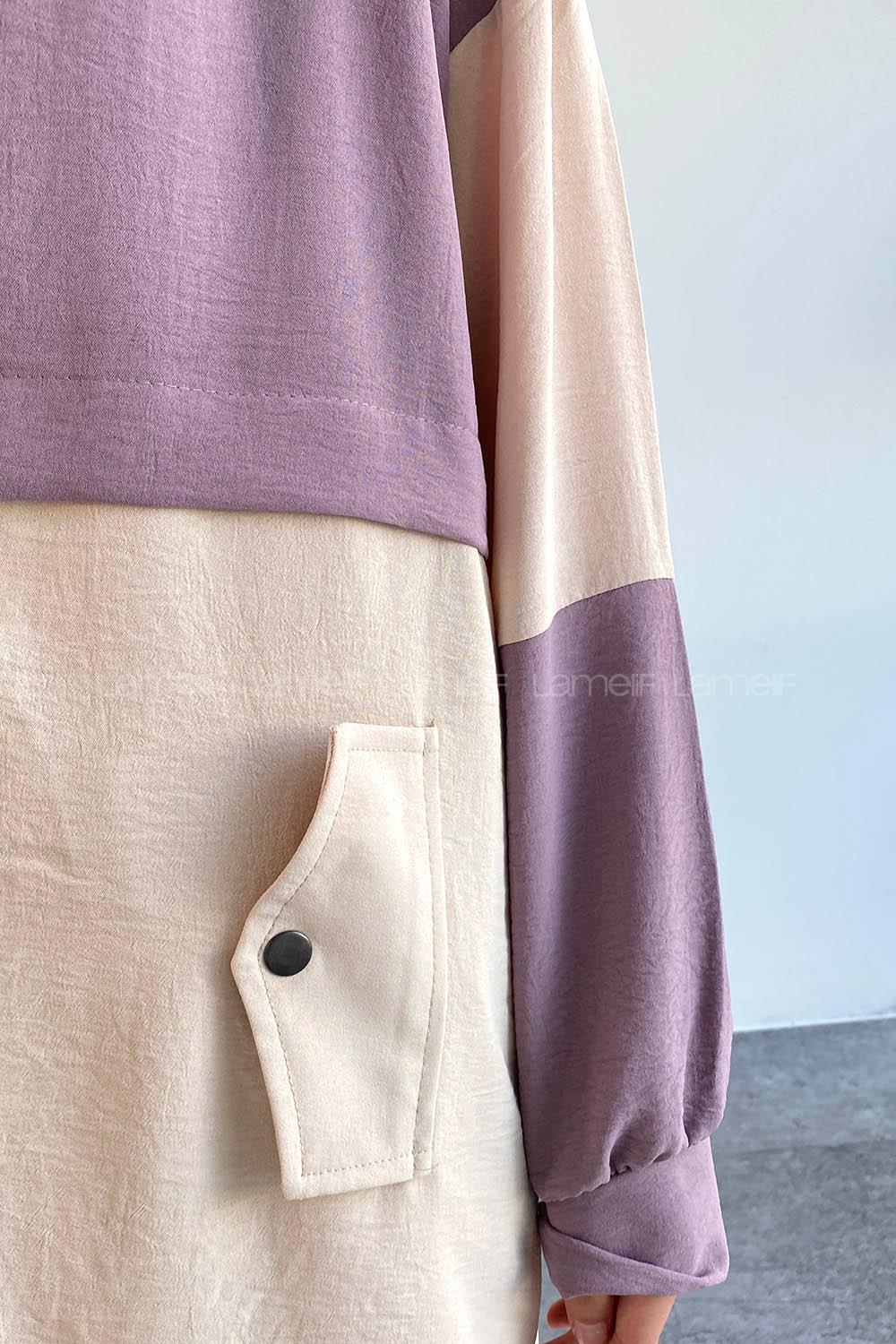 Lilac Hood Neck Ayrobin Unprinted Tunic