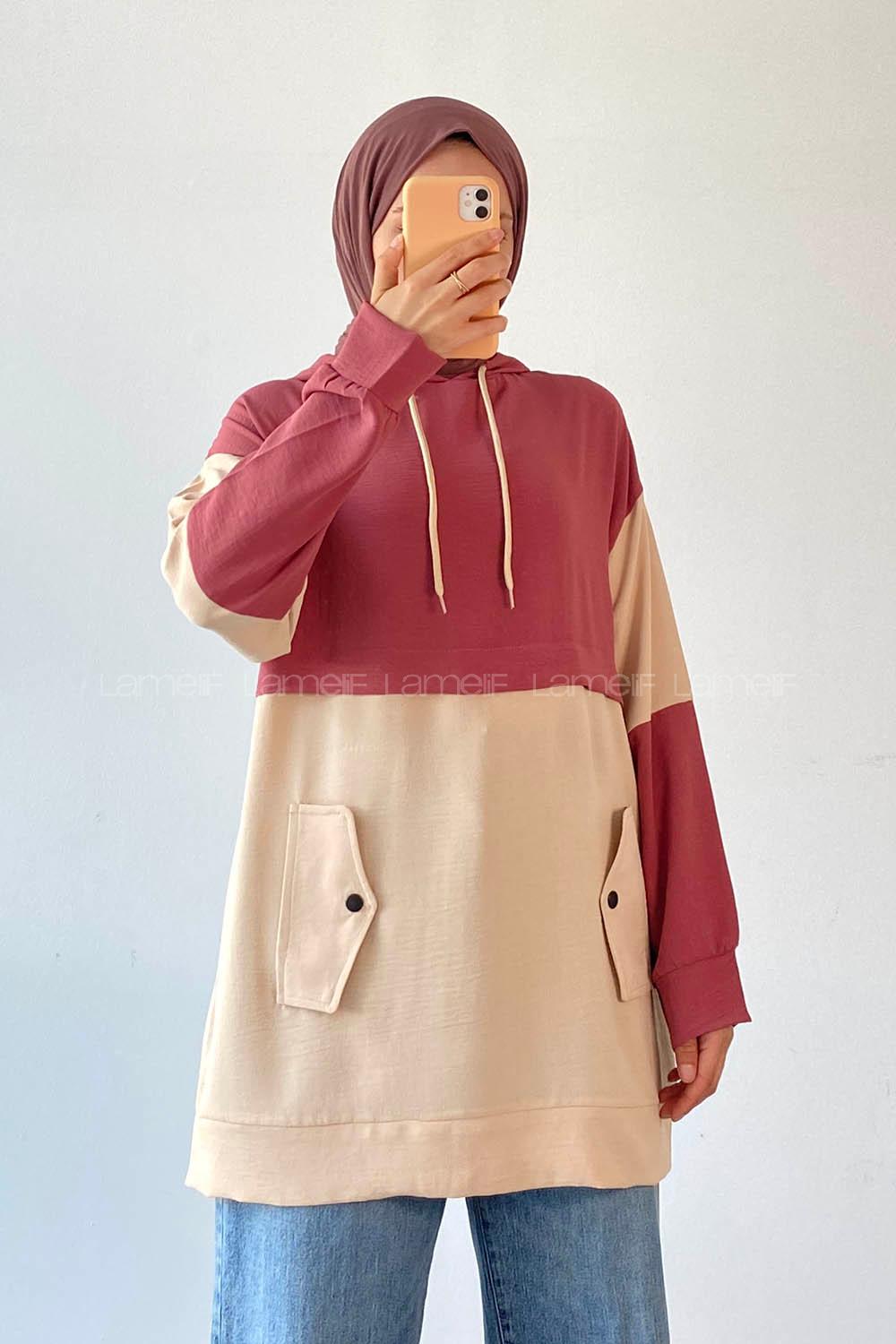 Powder Hood Neck Ayrobin Unprinted Tunic