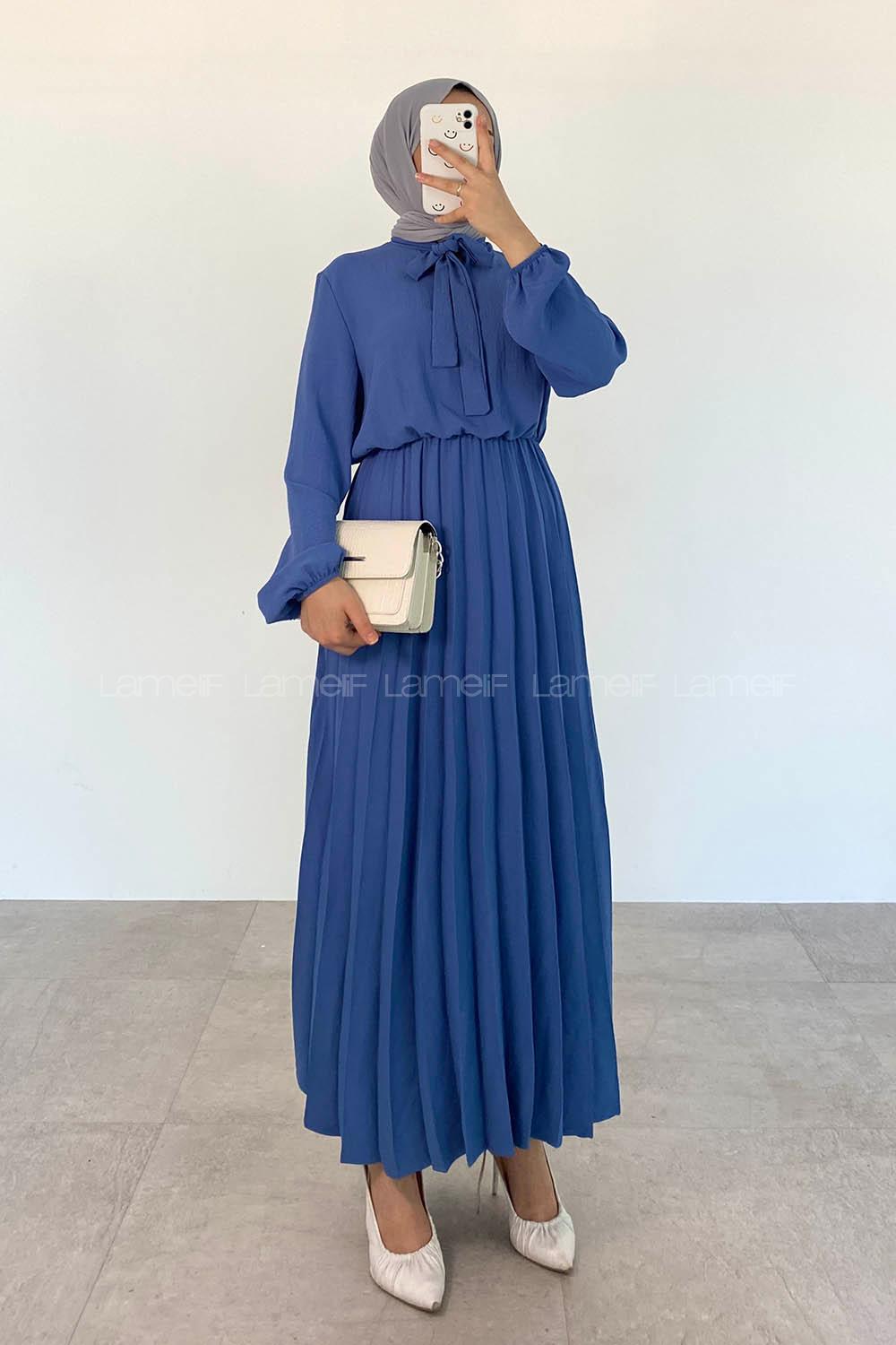 Indigo Crew Neck Ayrobin Unprinted Dresess