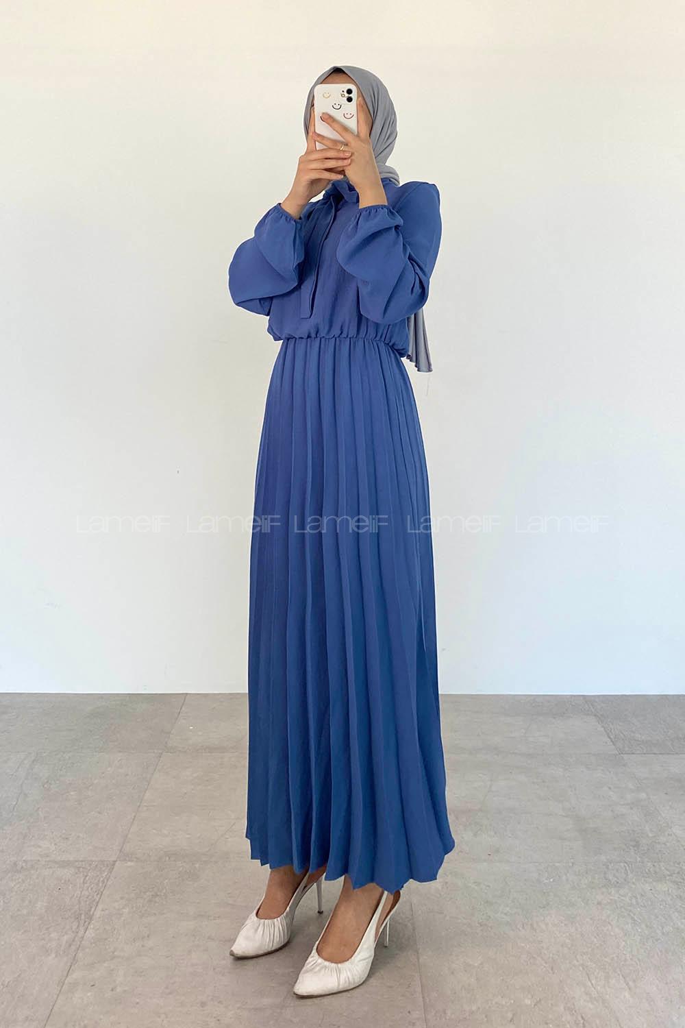 Indigo Crew Neck Ayrobin Unprinted Dresess