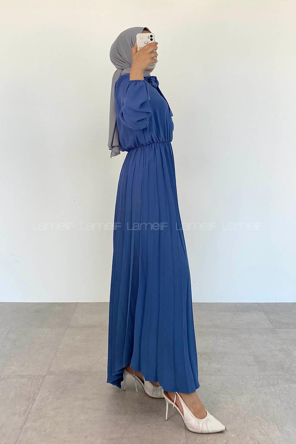 Indigo Crew Neck Ayrobin Unprinted Dresess