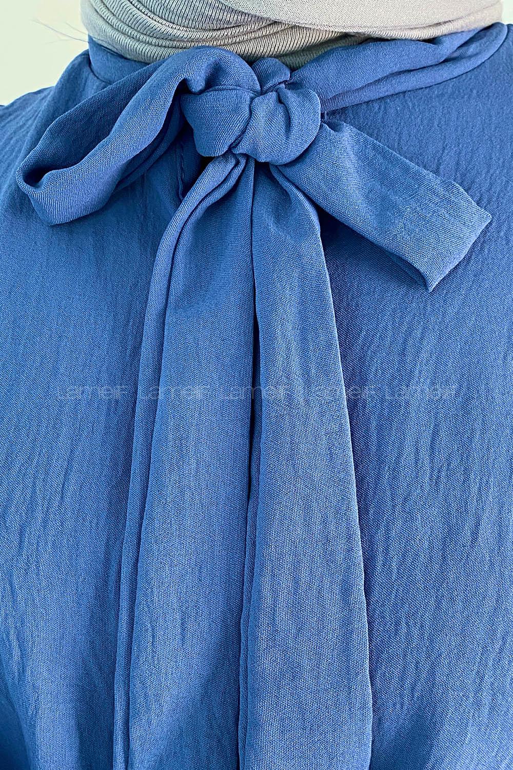 Indigo Crew Neck Ayrobin Unprinted Dresess