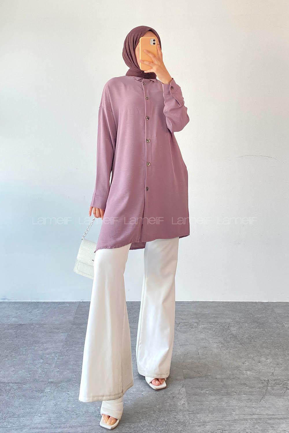 Plato Shirt Collar Long Arm Cotton Fabric Unprinted Shirt