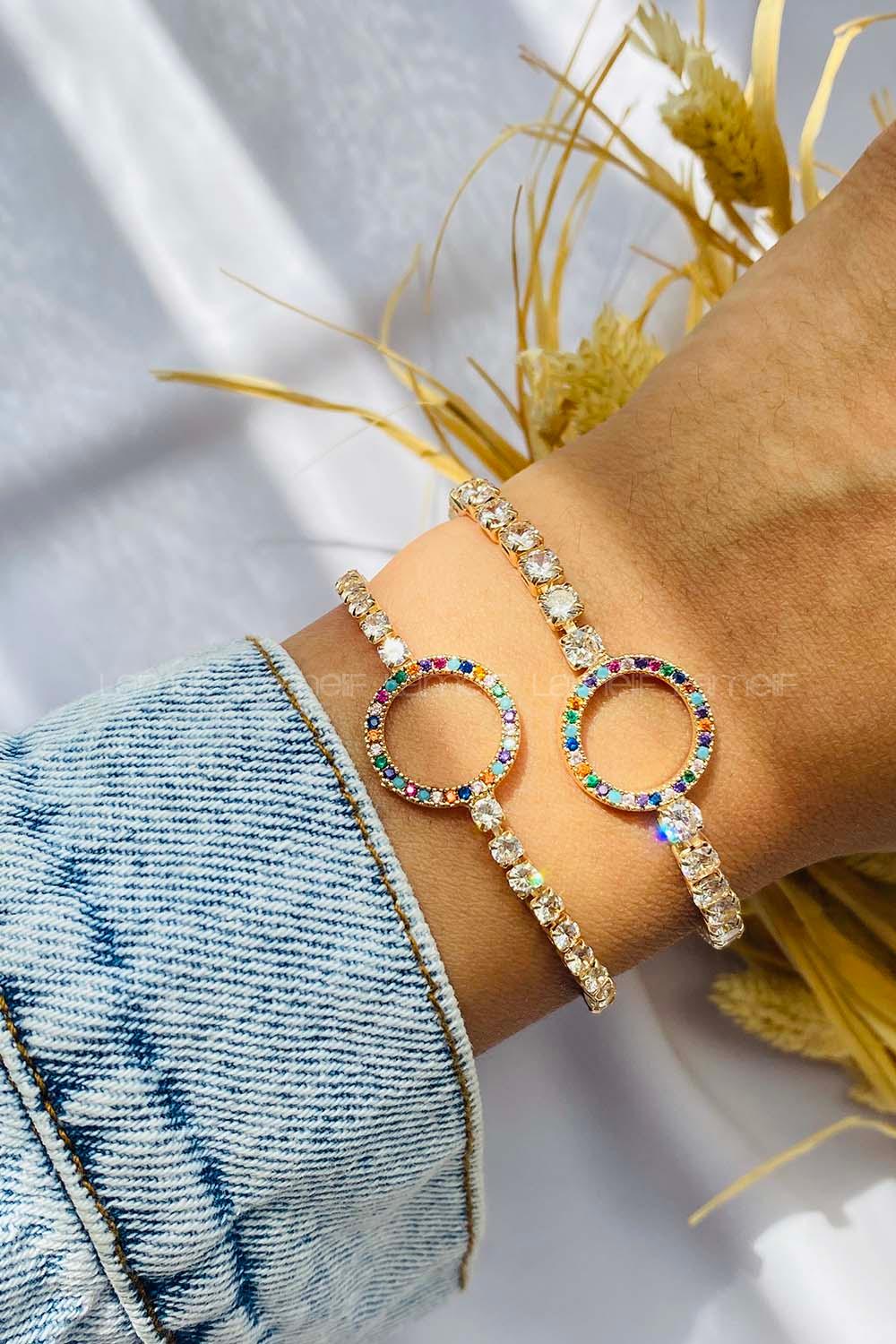 Gold With Suspenders Silver Drop Wristband