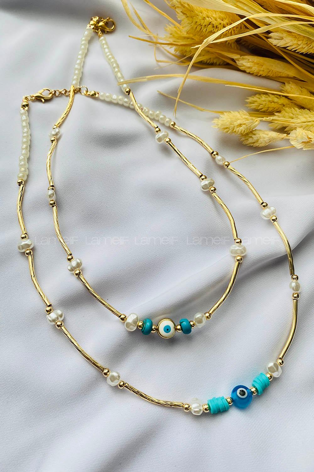 Gold-3 Gold Straight Necklace