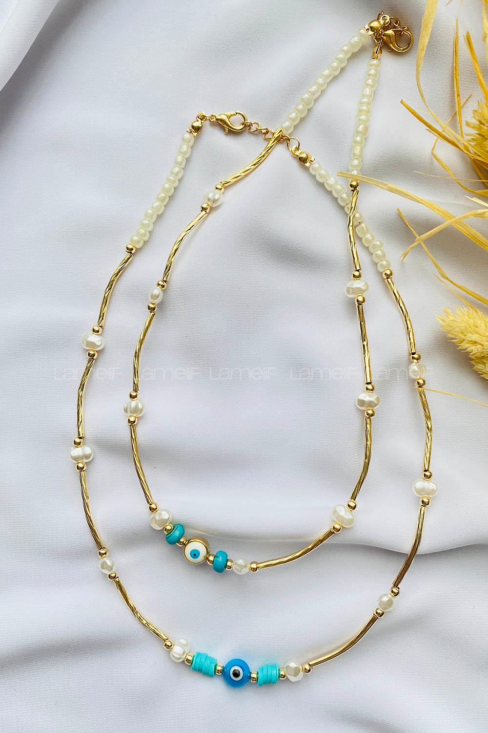 Gold-3 Gold Straight Necklace