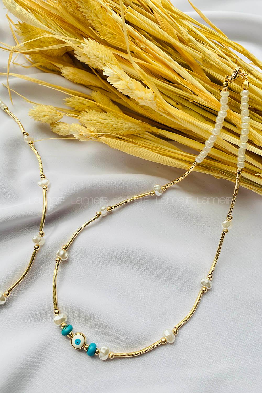 Gold-3 Gold Straight Necklace