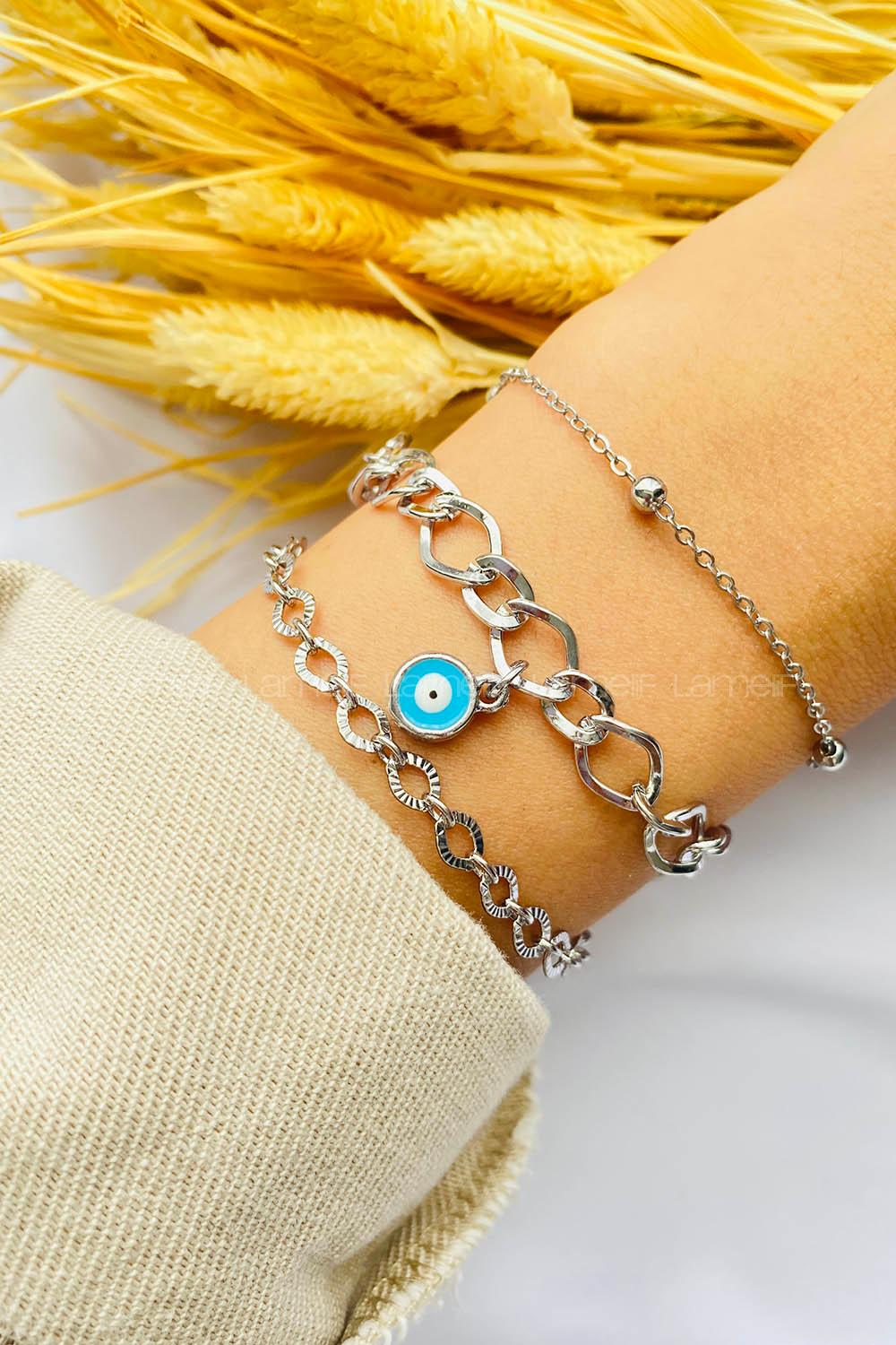 Silver-8 Belted Gold Straight Wristband